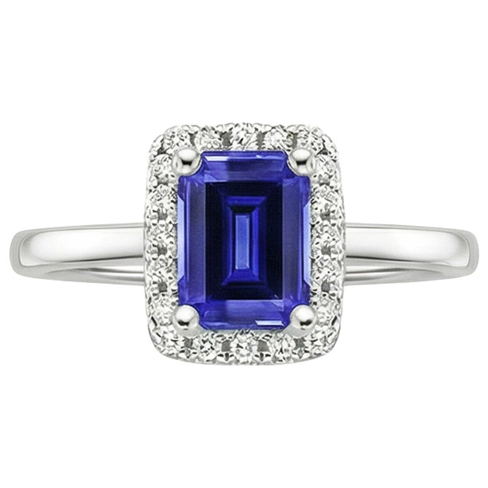 Women Engagement Ring Emerald Sri Lankan Sapphire & Natural Earth Mined Diamond ( Not Lab Grown ) 4 Carats