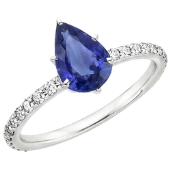 Natural Sapphire Ring 5.25ct - White Gold 14K