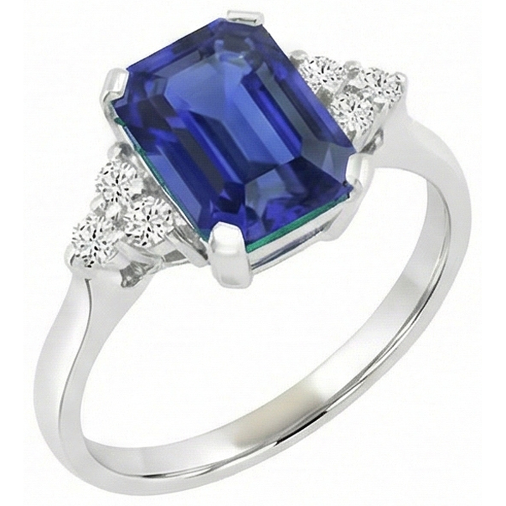 natural emerald sapphire 3ct ring front view