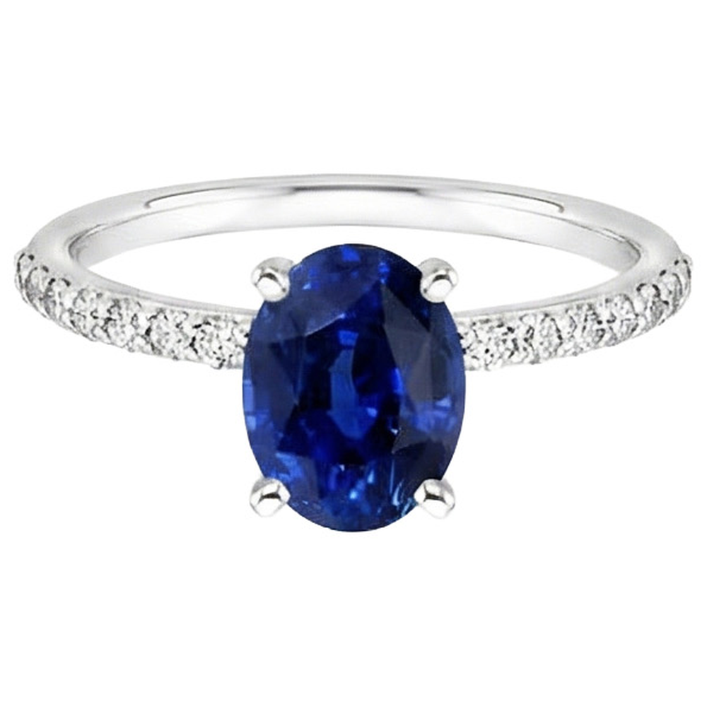 natural round sapphire 5ct ring on white background