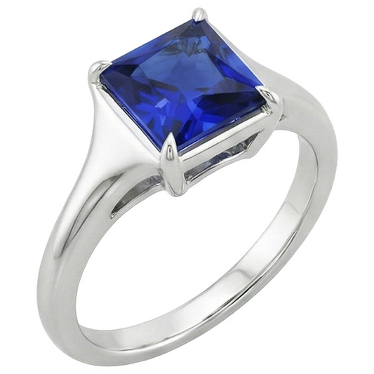 Women Gemstone Solitaire Ring Princess Sri Lankan Sapphire 5 Carats