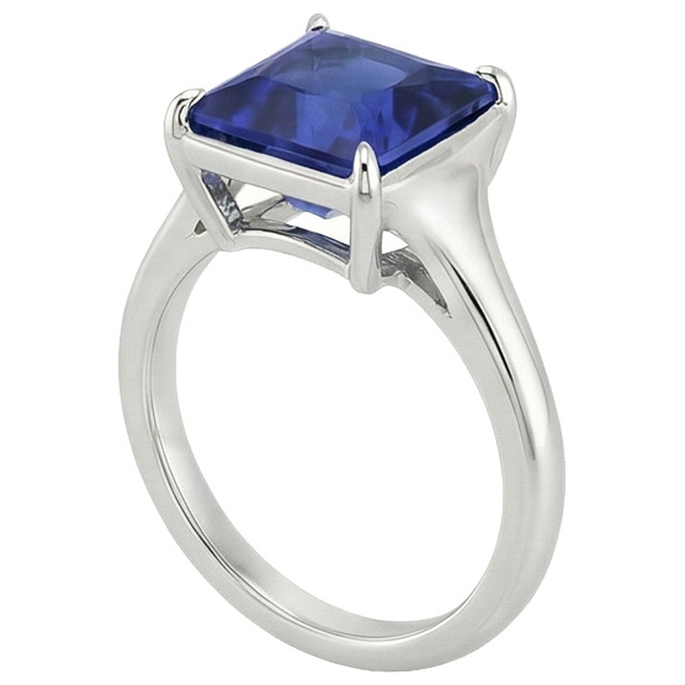 Women Gemstone Solitaire Ring Princess Sri Lankan Sapphire 5 Carats