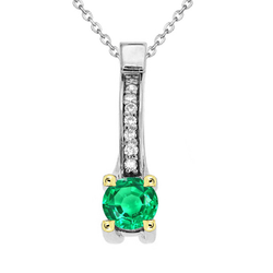 14 Karat Two Tone Gold GIA-Certified Colombian Emerald Precious