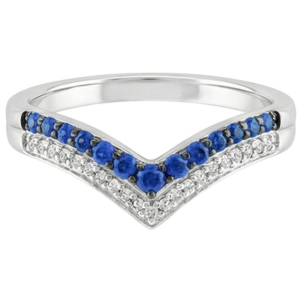 Women Gold Ring Enhancer Round Natural Earth Mined Diamond ( Not Lab Grown ) & Blue Sapphire Stones 2 Carats