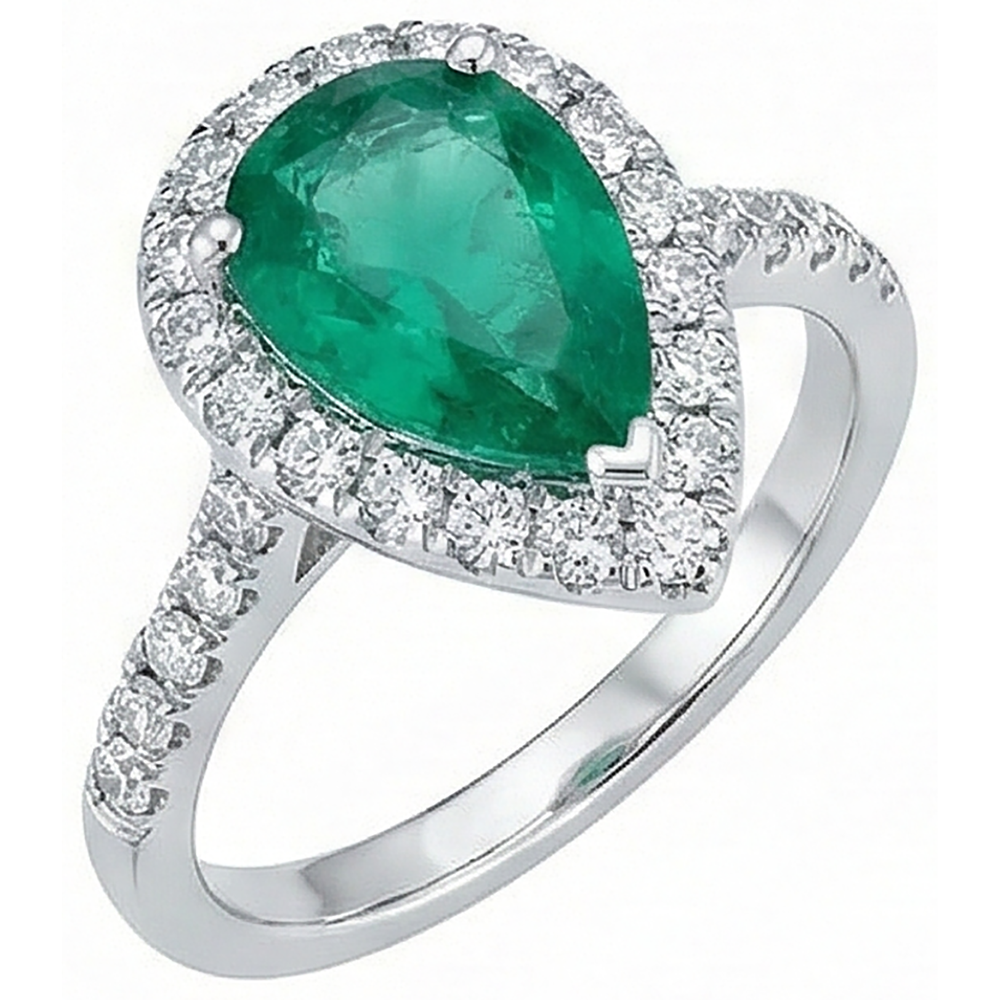 Women Green Emerald & Natural Earth Mined Diamond ( Not Lab Grown ) Ring White Gold 14K 5 Carats Gemstone Jewelry