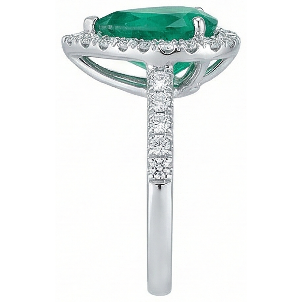 Women Green Emerald & Natural Earth Mined Diamond ( Not Lab Grown ) Ring White Gold 14K 5 Carats Gemstone Jewelry