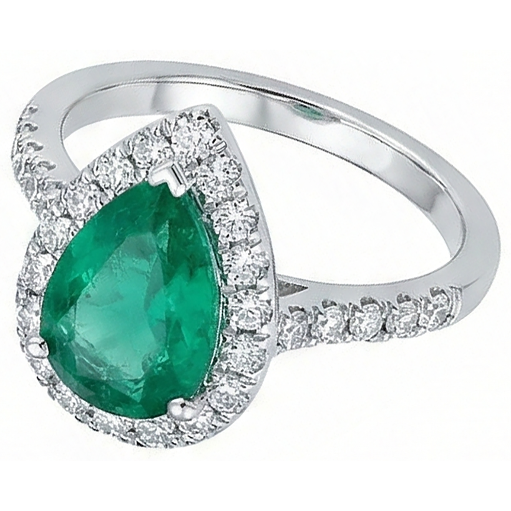 Women Green Emerald & Natural Earth Mined Diamond ( Not Lab Grown ) Ring White Gold 14K 5 Carats Gemstone Jewelry
