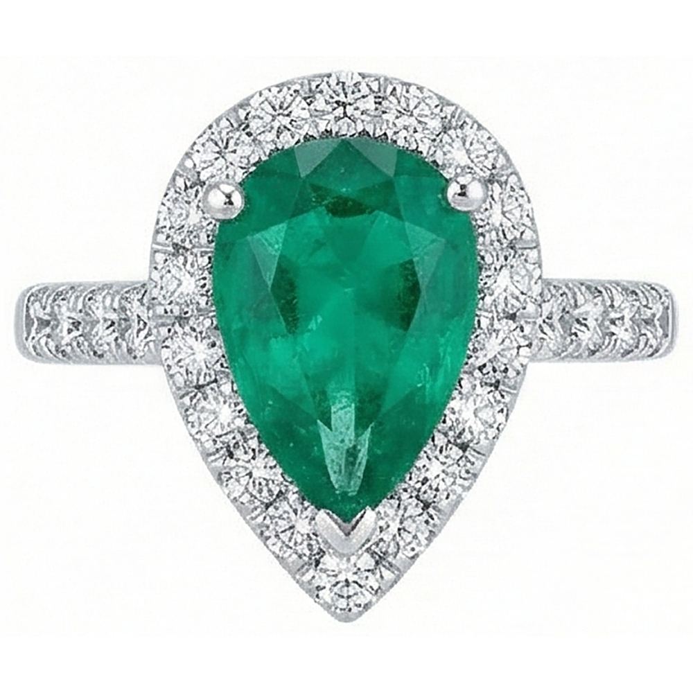 Women Green Emerald & Natural Earth Mined Diamond ( Not Lab Grown ) Ring White Gold 14K 5 Carats Gemstone Jewelry