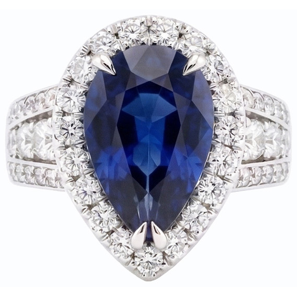 natural round sapphire 6ct ring front view