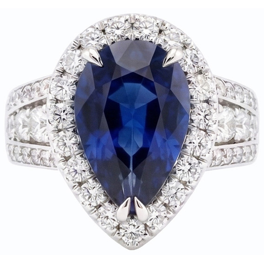 natural round sapphire 6ct ring front view