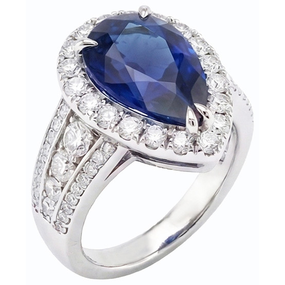 natural round sapphire 6ct ring top view