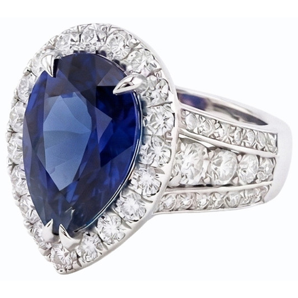 natural round sapphire 6ct ring profile view