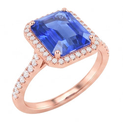 Women Halo Emerald Srilankan Sapphire & Natural Earth Mined Diamond ( Not Lab Grown )s Ring 4.50 Carats