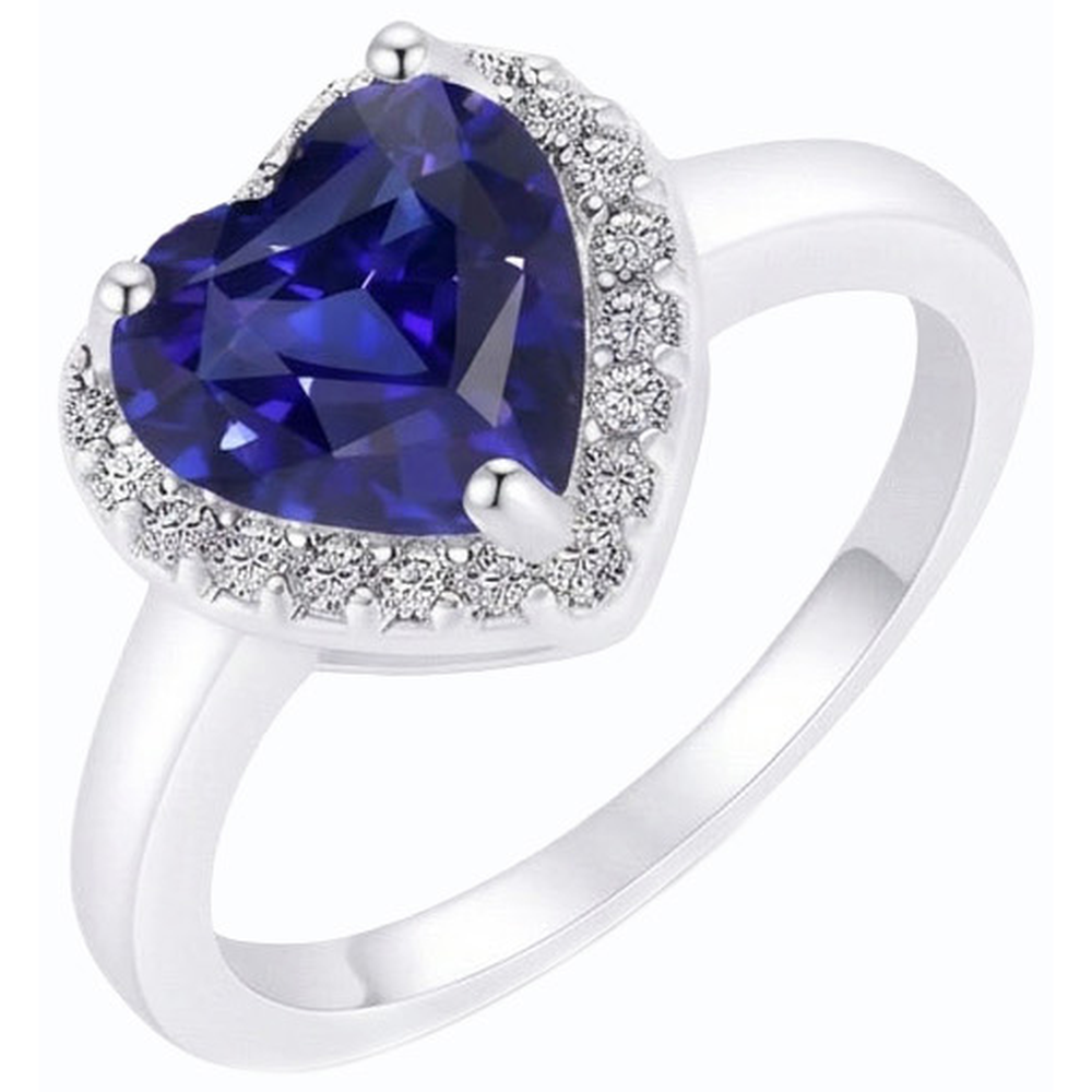 natural round sapphire 3ct ring front view