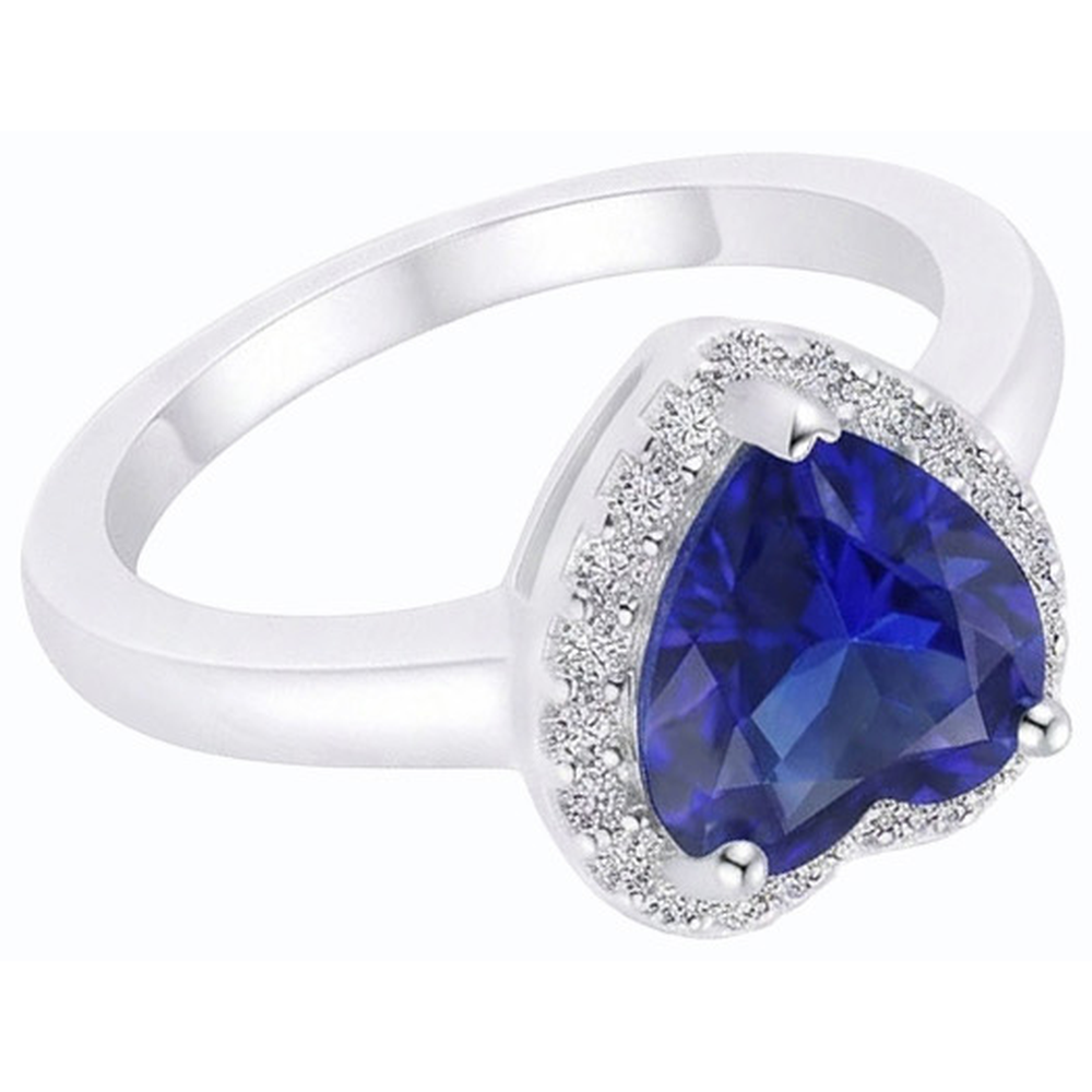 natural round sapphire 3ct ring close up detail