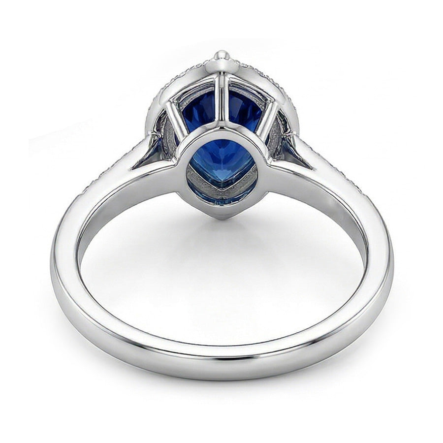 natural round sapphire 3ct ring profile view