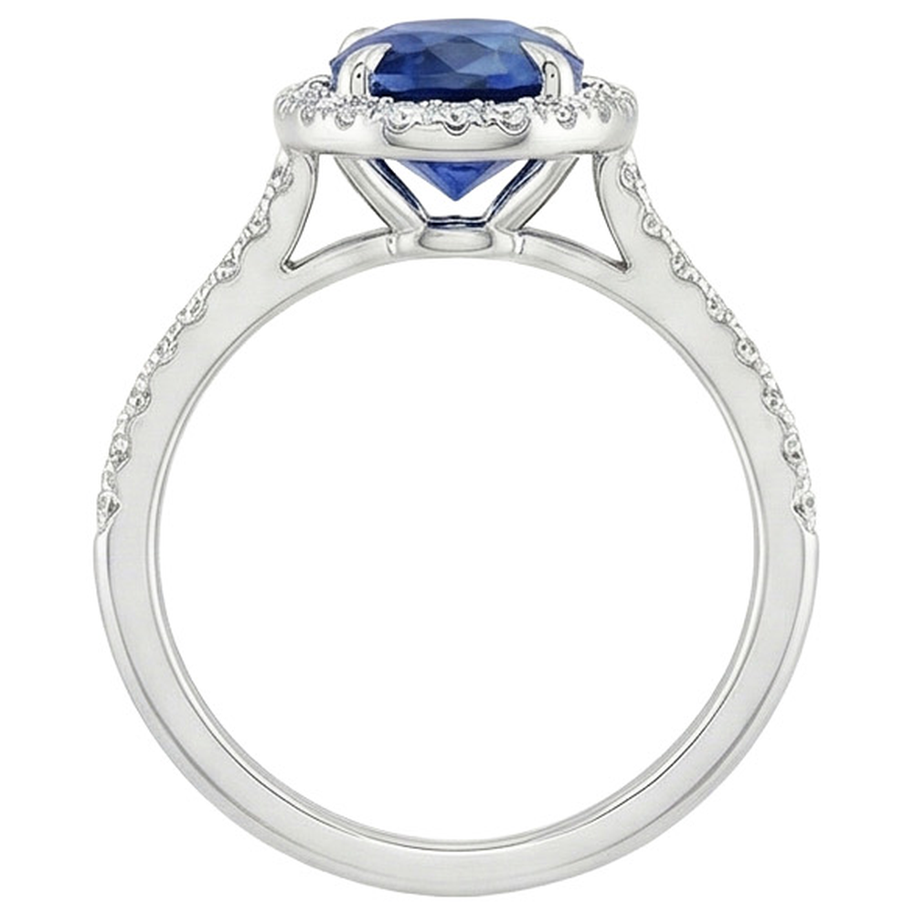 natural round sapphire 3.25ct ring side angle