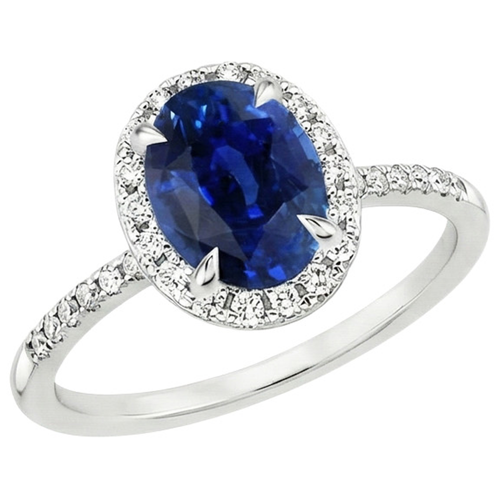 natural round sapphire 3.25ct ring close up detail