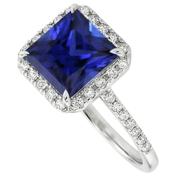 Natural Sapphire Ring 5.50ct - White Gold 14K