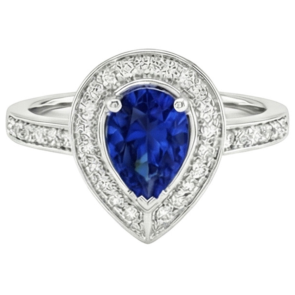 natural round sapphire 3ct ring close up detail