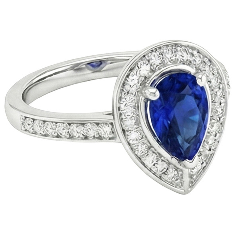 natural round sapphire 3ct ring top view