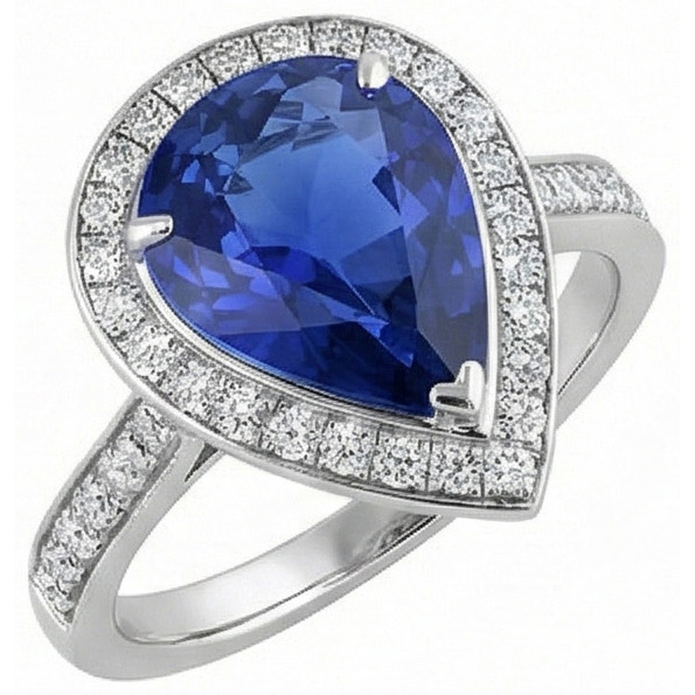 natural round sapphire 4.50ct ring side angle