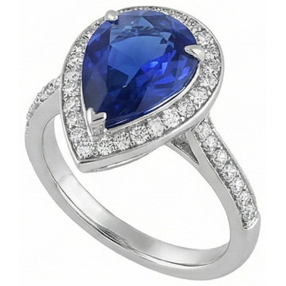 natural round sapphire 4.50ct ring close up detail