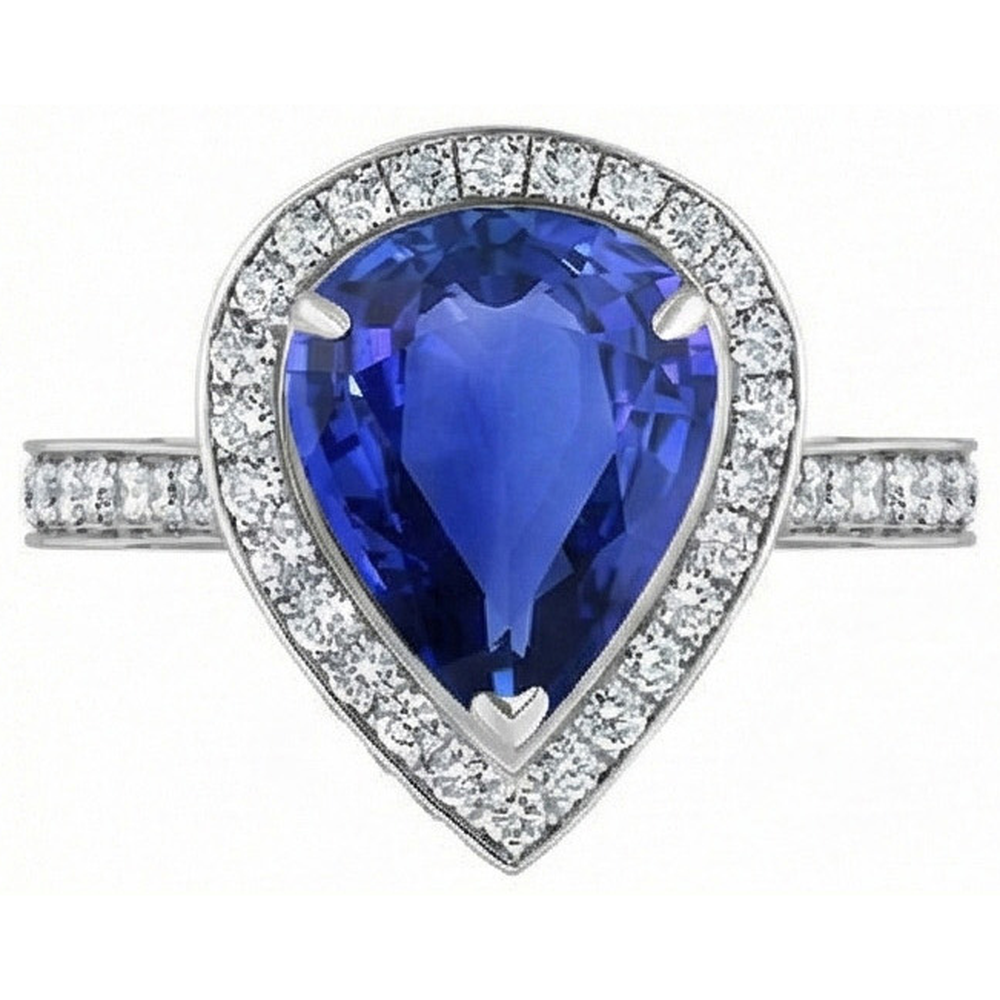 natural round sapphire 4.50ct ring top view