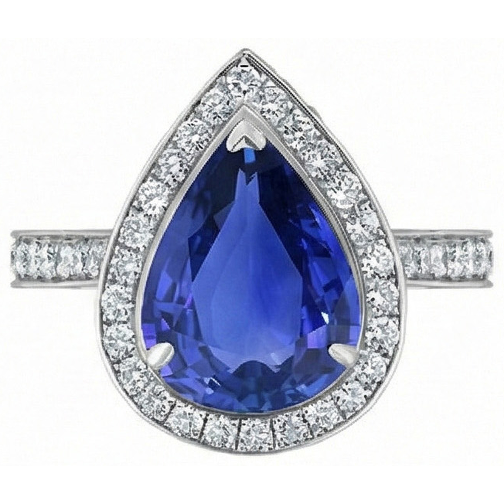 natural round sapphire 4.50ct ring profile view