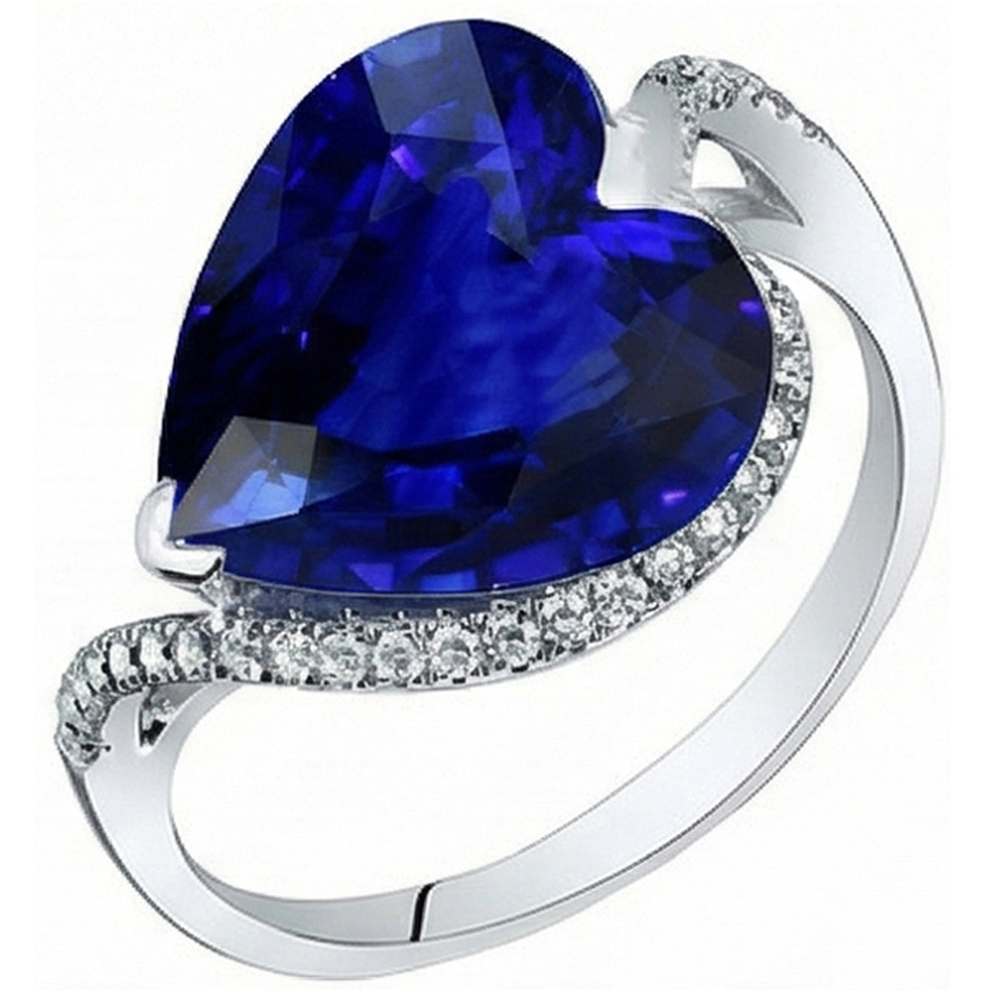Women Heart Gemstone Ceylon Sapphire Ring 6 Carats Twisted Style