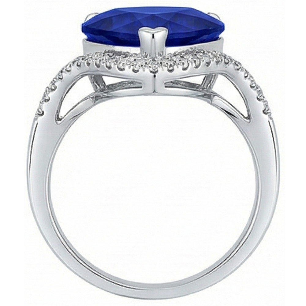 Women Heart Gemstone Ceylon Sapphire Ring 6 Carats Twisted Style