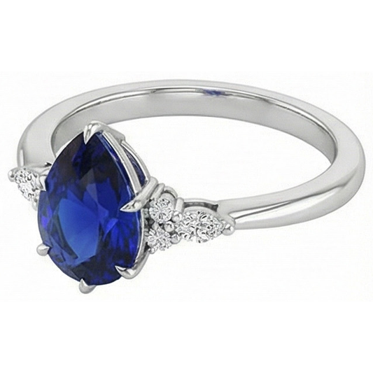 natural round sapphire 5ct ring top view