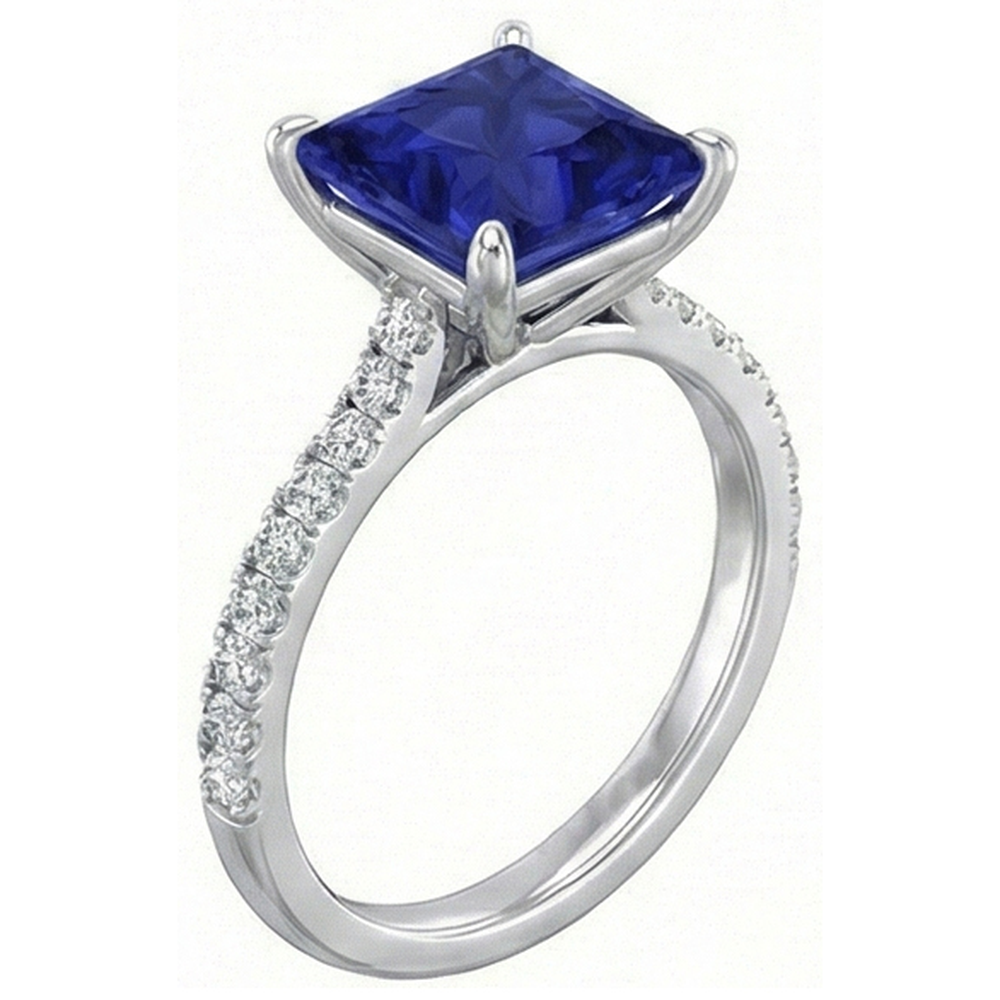natural round sapphire 4.75ct ring top view