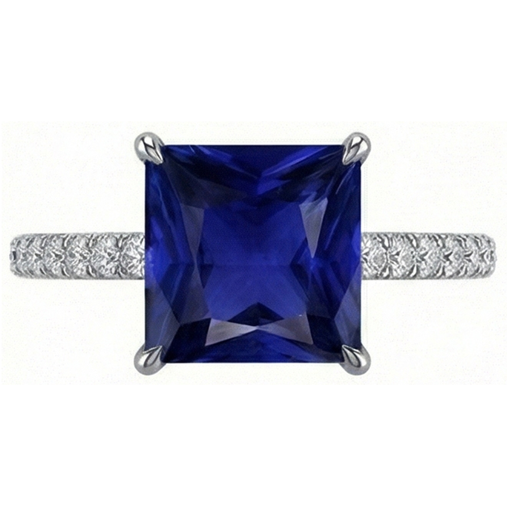 natural round sapphire 4.75ct ring close up detail