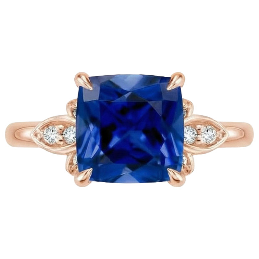 natural round sapphire 2.50ct ring profile view