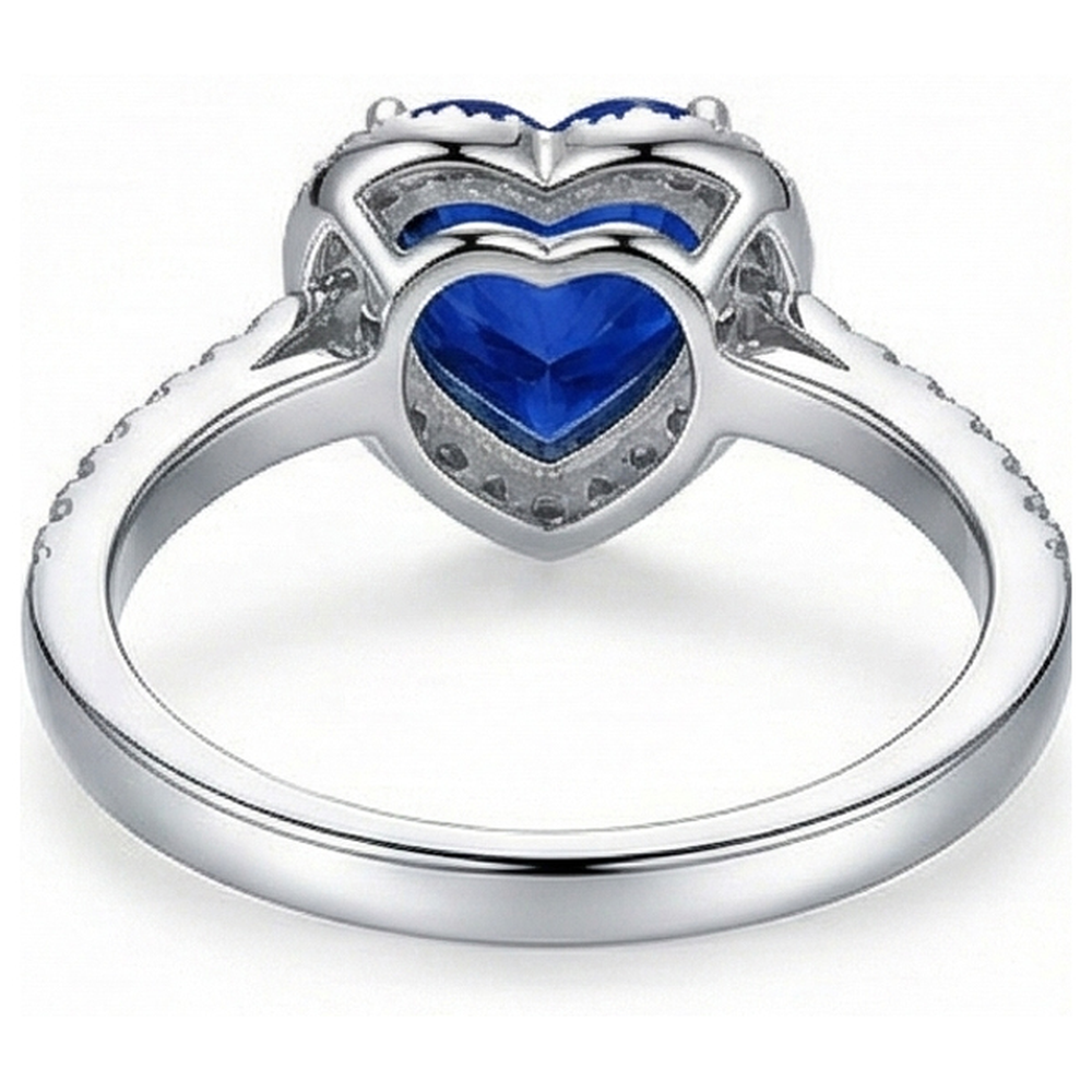 natural round sapphire 4ct ring on white background