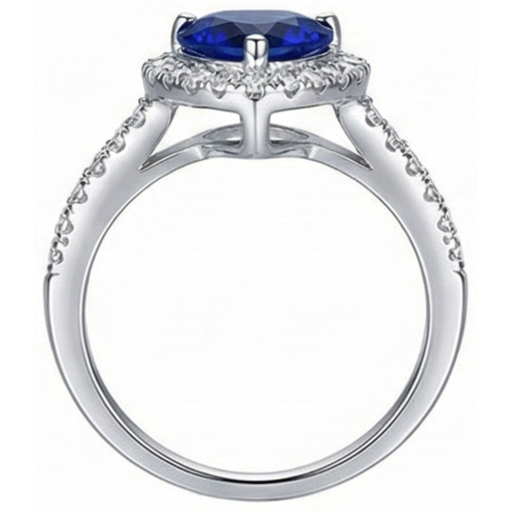 natural round sapphire 4ct ring profile view