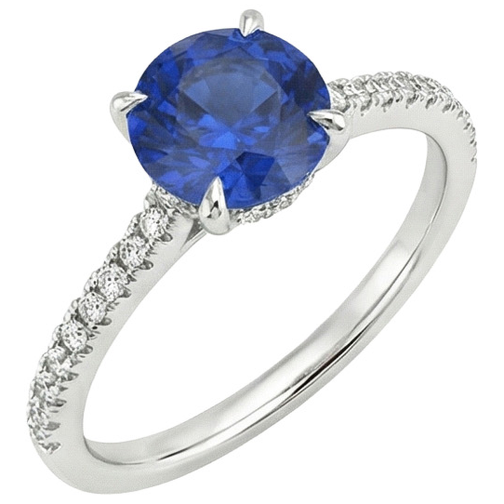 natural round sapphire 2.50ct ring top view