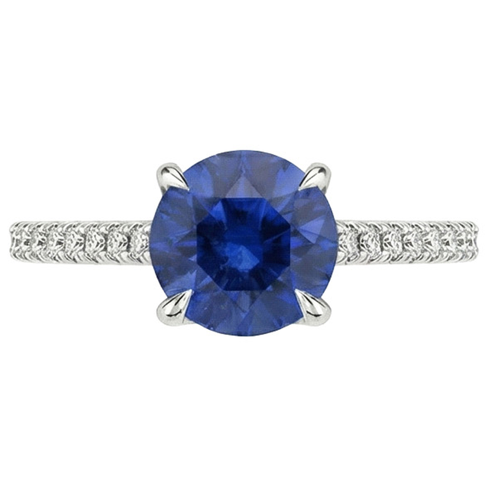 natural round sapphire 2.50ct ring side angle
