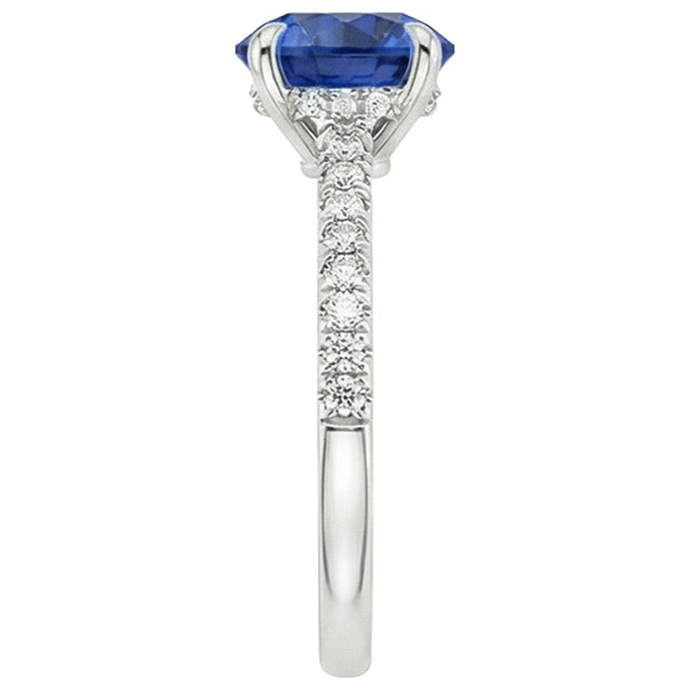 natural round sapphire 2.50ct ring profile view
