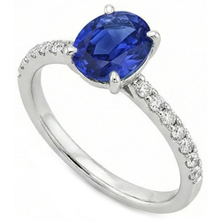 Women Natural Earth Mined Diamond ( Not Lab Grown ) Ring Oval Ceylon Sapphire Accents Gold 14K 5.50 Carats