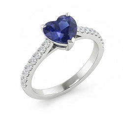 Natural Sapphire Ring 2.50ct - White Gold 14K