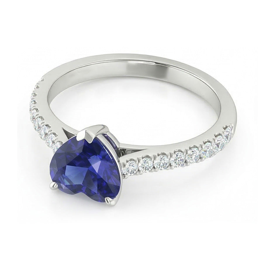 natural round sapphire 2.50ct ring close up detail