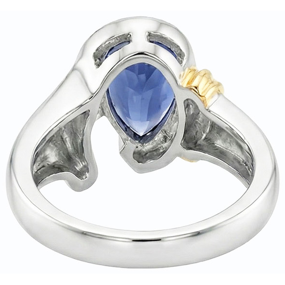 natural round sapphire 2ct ring front view