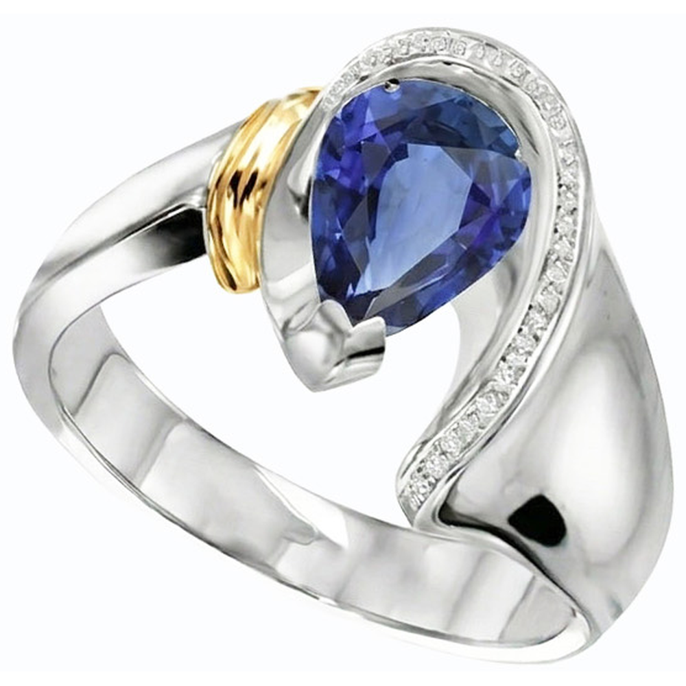 natural round sapphire 2ct ring side angle