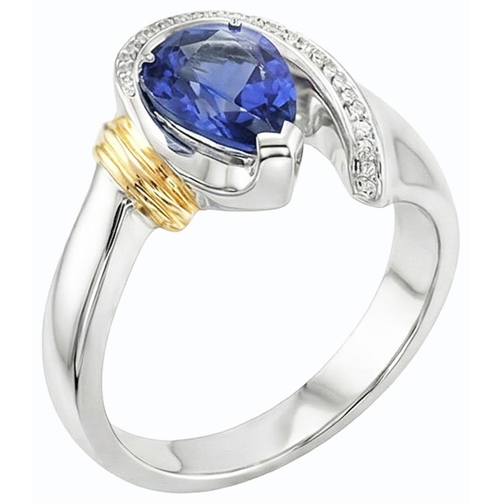 natural round sapphire 2ct ring close up detail