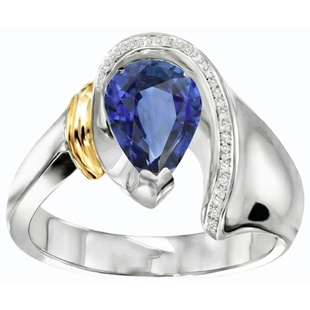 natural round sapphire 2ct ring top view