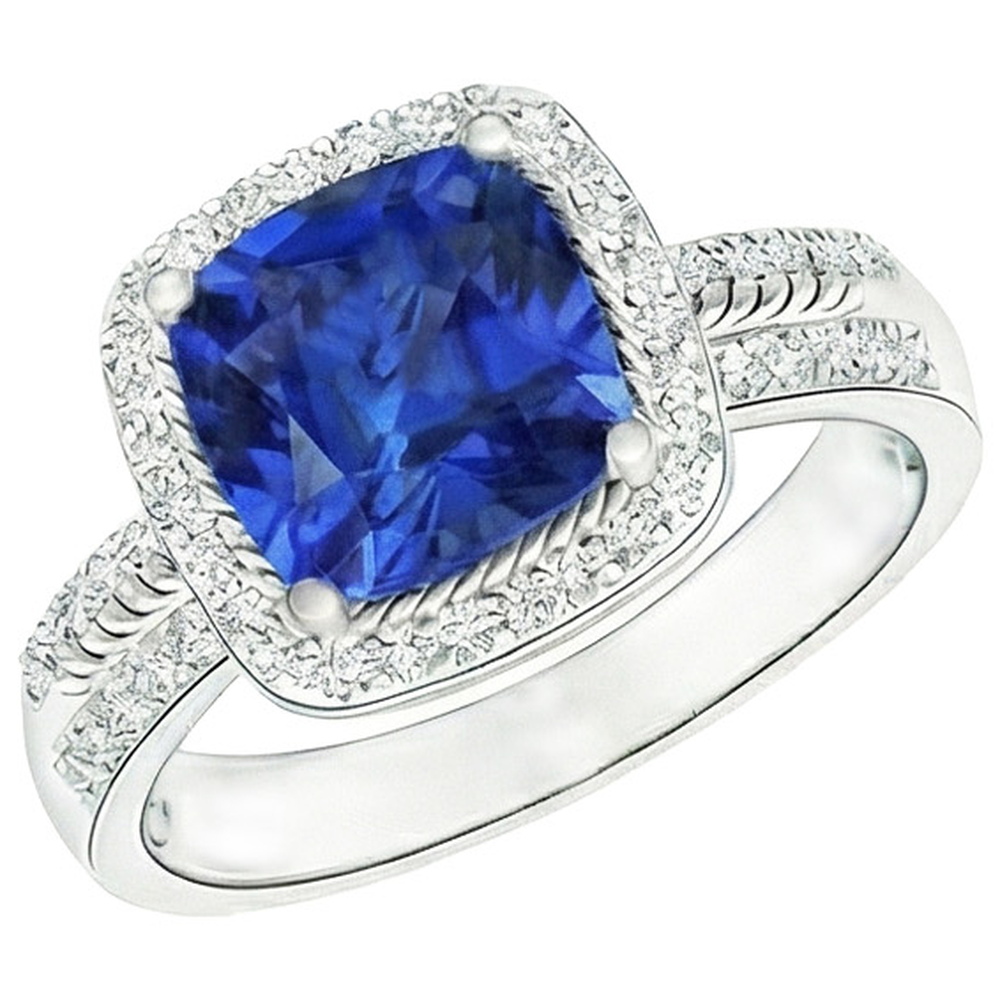 natural round sapphire 4.50ct ring top view