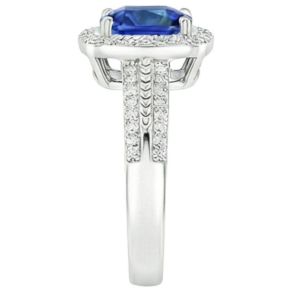 natural round sapphire 4.50ct ring profile view