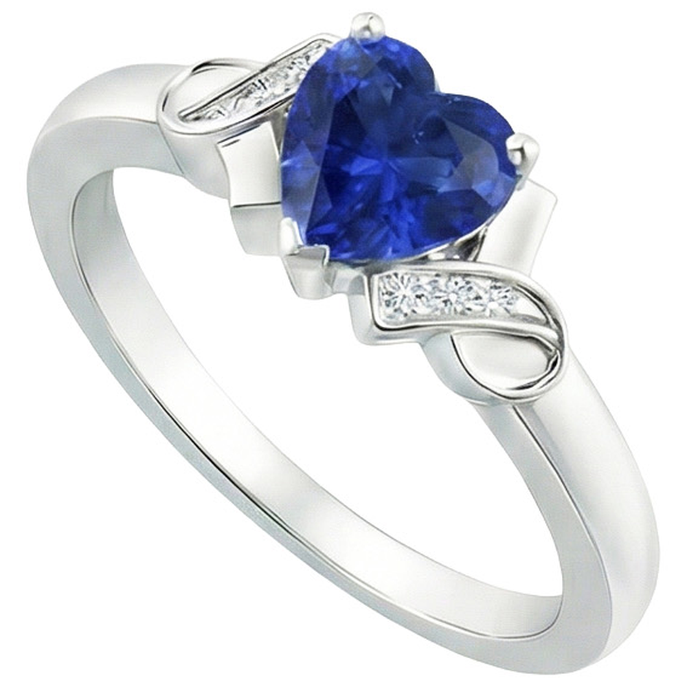 natural round sapphire 3.25ct ring front view